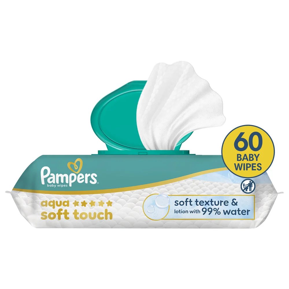 Pampers Aqua Soft Touch chusteczki nawilżane dla dzieci, 3 x 60 sztuk