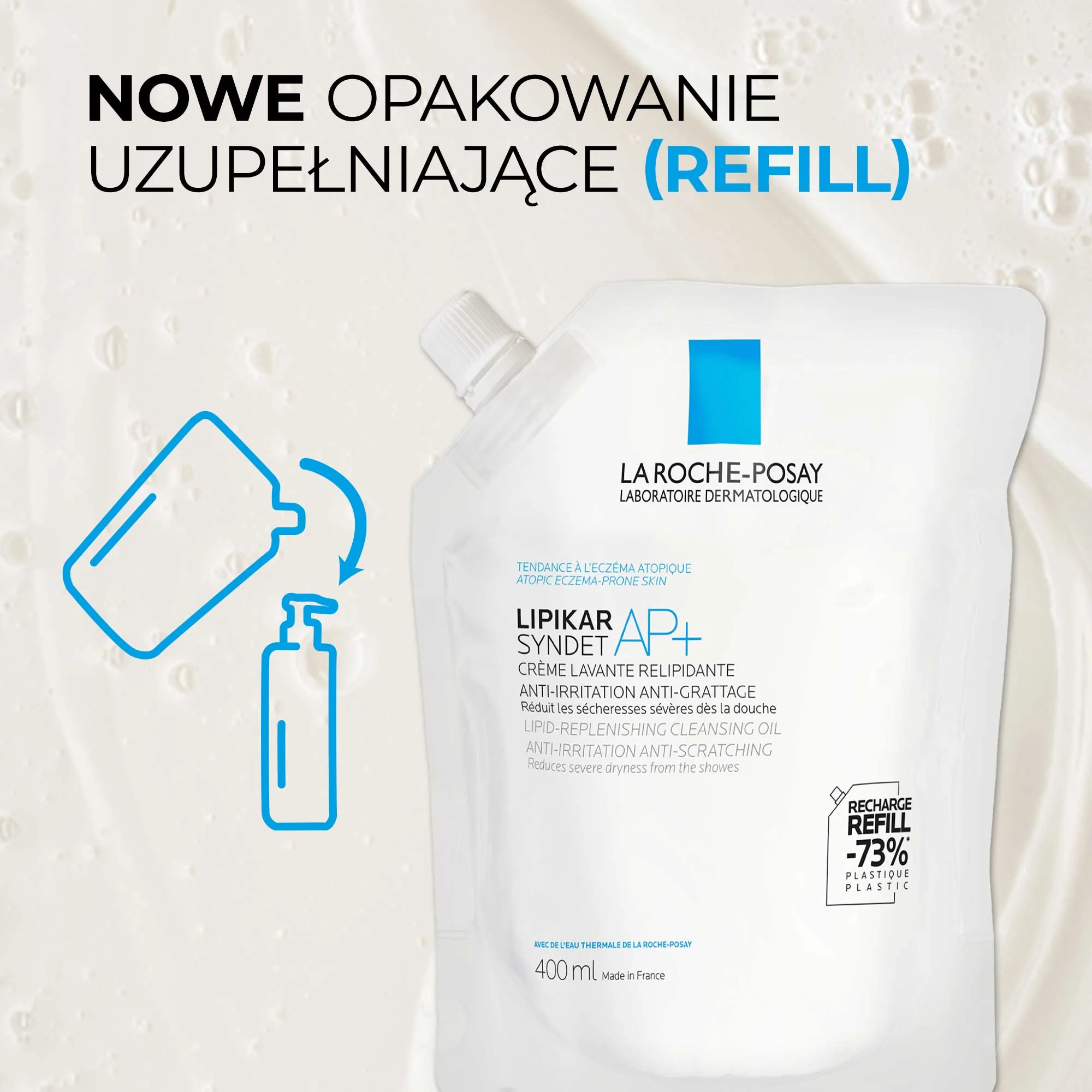 La Roche-Posay Lipikar Syndet AP+ Kremowy żel myjący (refill), 400 ml