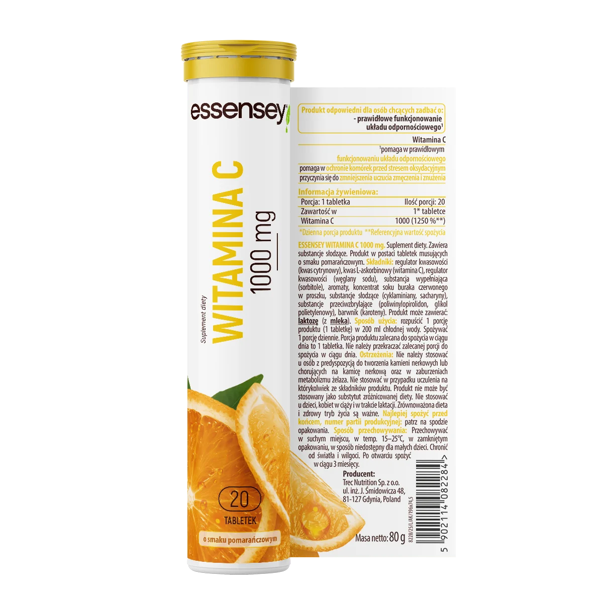 Essensey Multiwitamina Complex o smaku pomarańczowo-brzoskwiniowym, 20 tabletek musujących