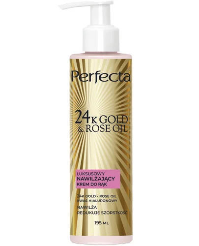 Perfecta 24K Gold & Rose Oil luksusowy regenerujący krem do rąk, 195 ml