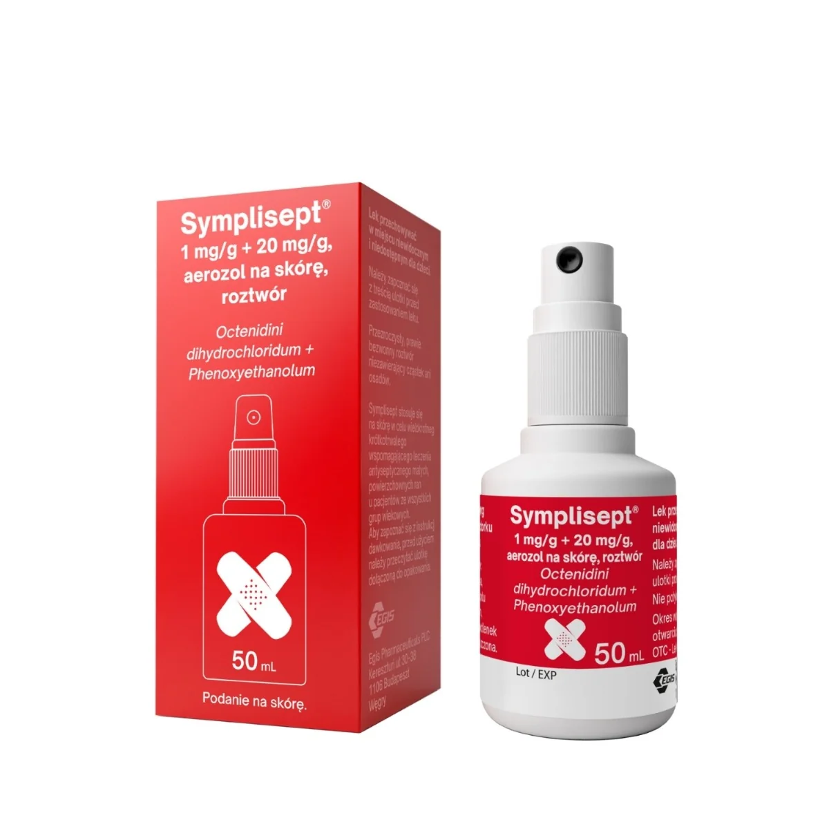 Symplisept 1 mg/g + 20 mg/g, aerozol na skórę, 50 ml