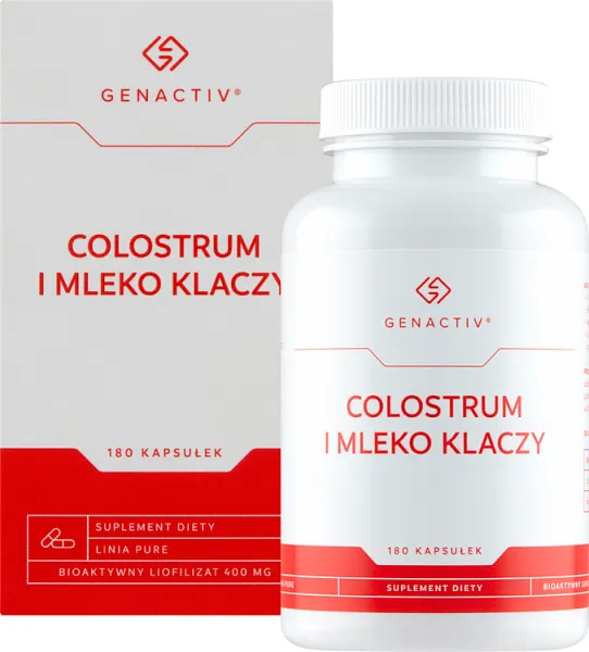 Genactiv Colostrum i Mleko Klaczy, suplement diety, 180 kapsułek 
