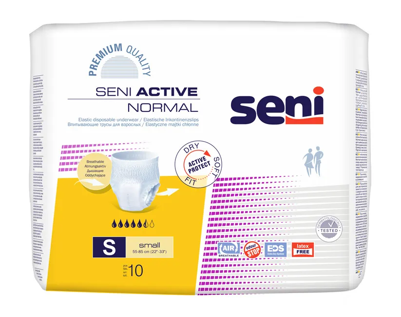 Seni Active Normal, elastyczne majtki chłonne, small 55-85 cm, 10 sztuk
