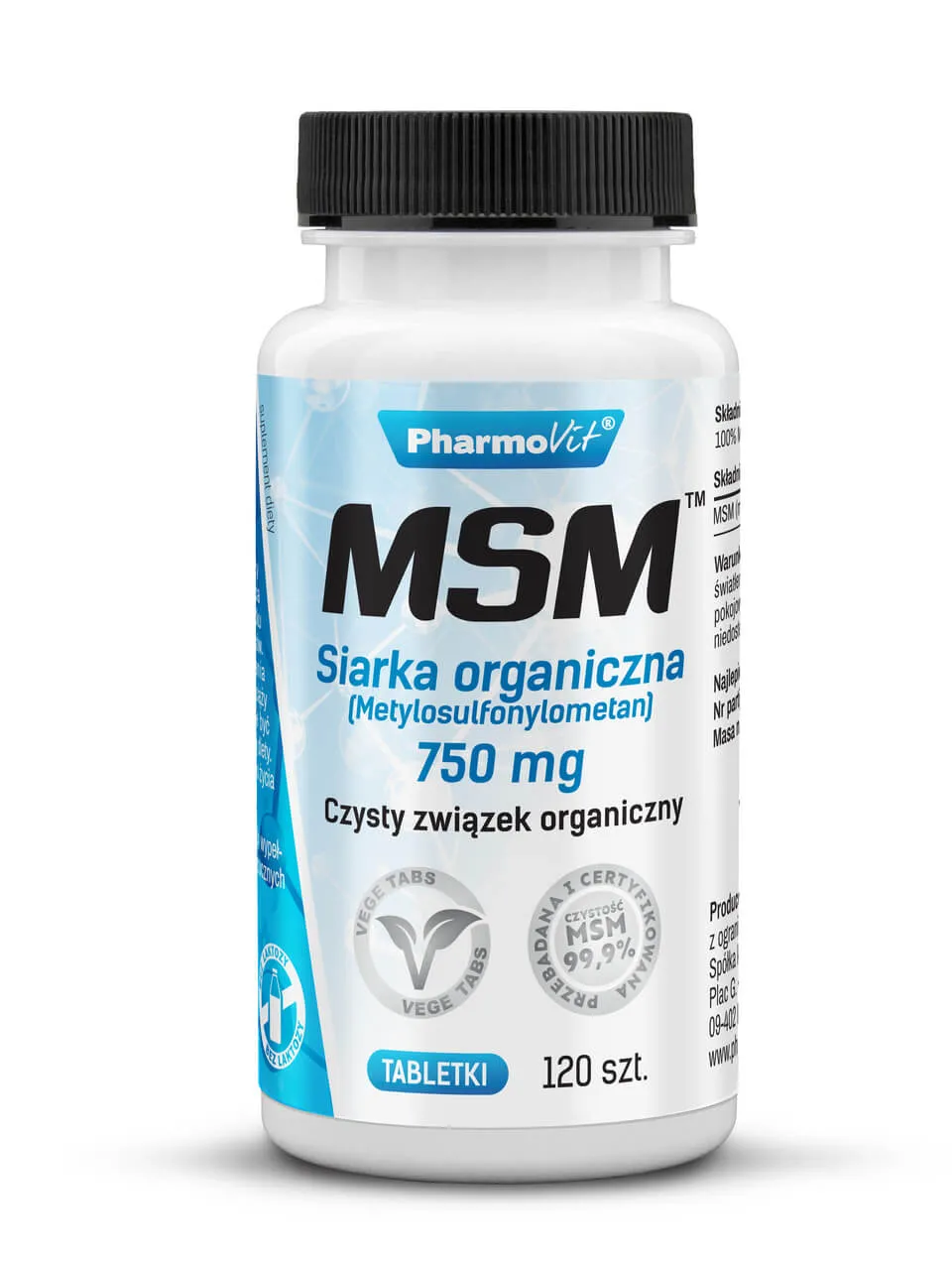 MSM Siarka Organiczna Pharmovit, suplement diety, 120 tabletek