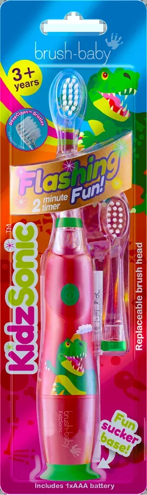 Brush-Baby KidzSonic szczoteczka soniczna dla dzieci w wieku 3+ lat Dinosaur, 1 sztuka
