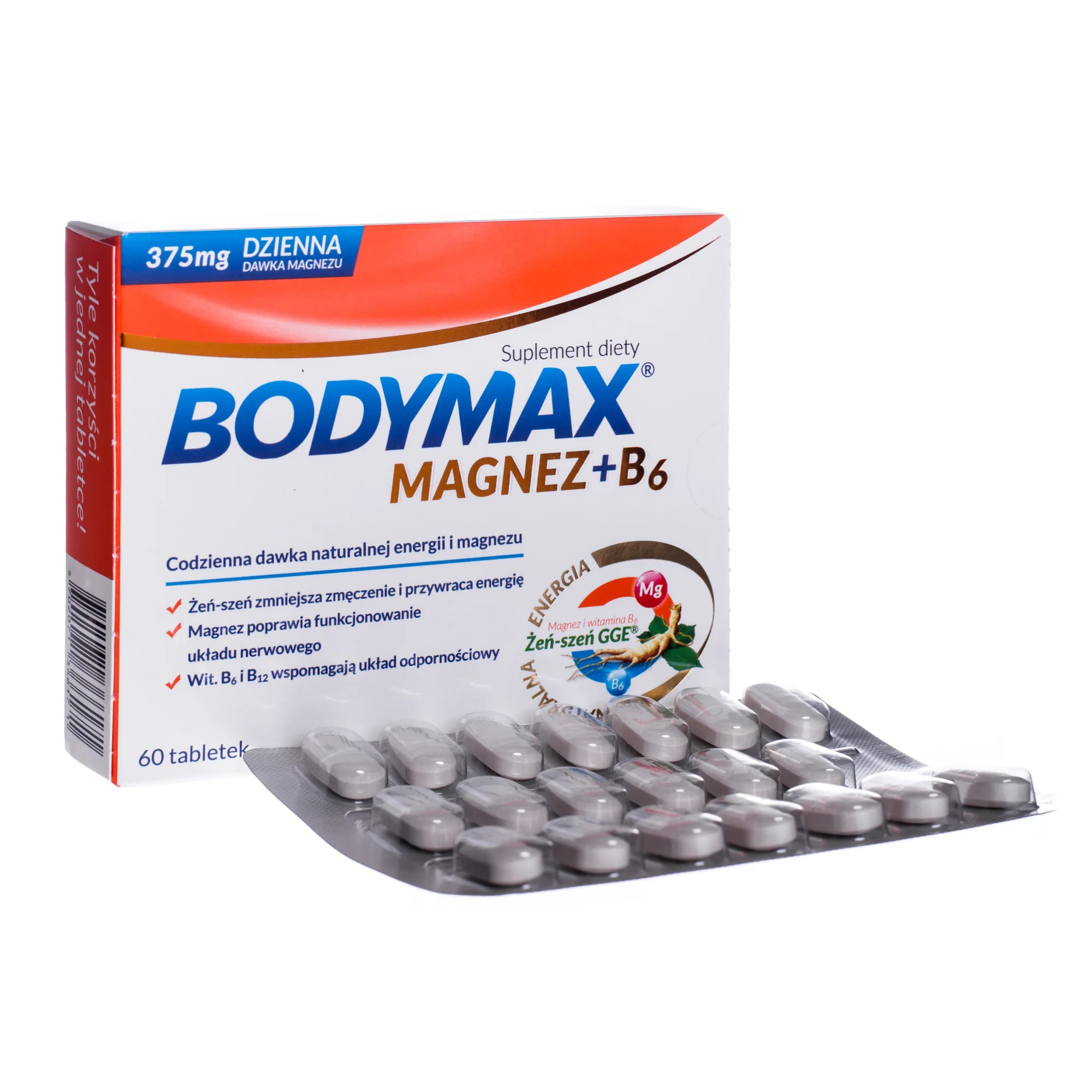Bodymax Magnez+B6, suplement diety, 60 tabletek 