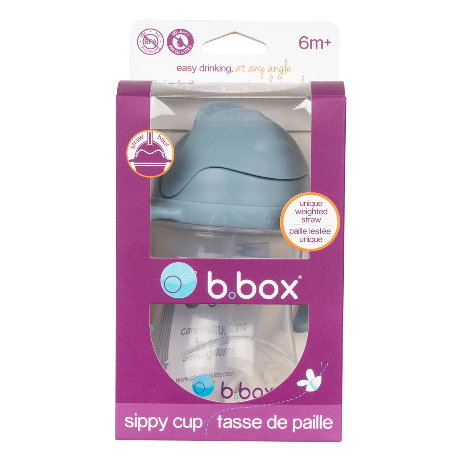 B.box bidon ze słomką błękitny, 240 ml