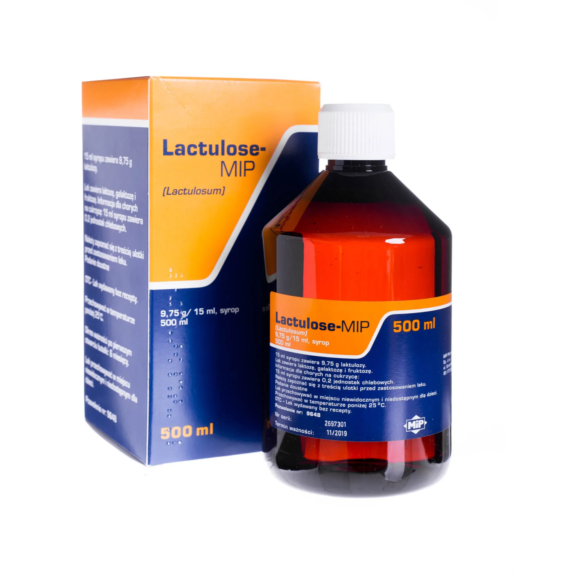 Lactulose-MIP, syrop o działaniu łagodnie przeczyszczającym, 500 ml