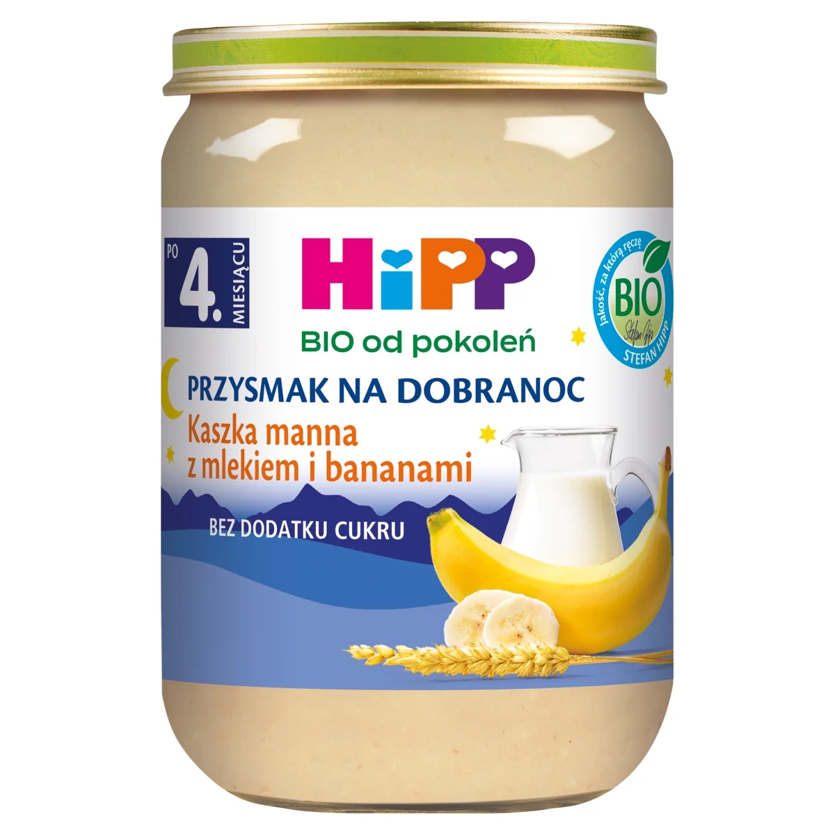 HiPP BIO od pokoleń kaszka manna z mlekiem i bananami po 4. miesiącu, 190 g