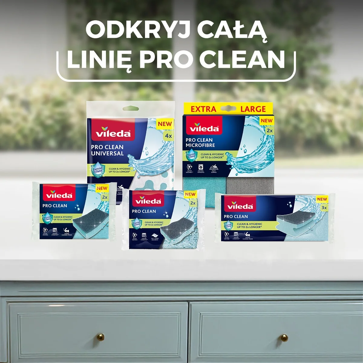 Vileda Pro Clean zmywak z enzymami, 2 sztuki