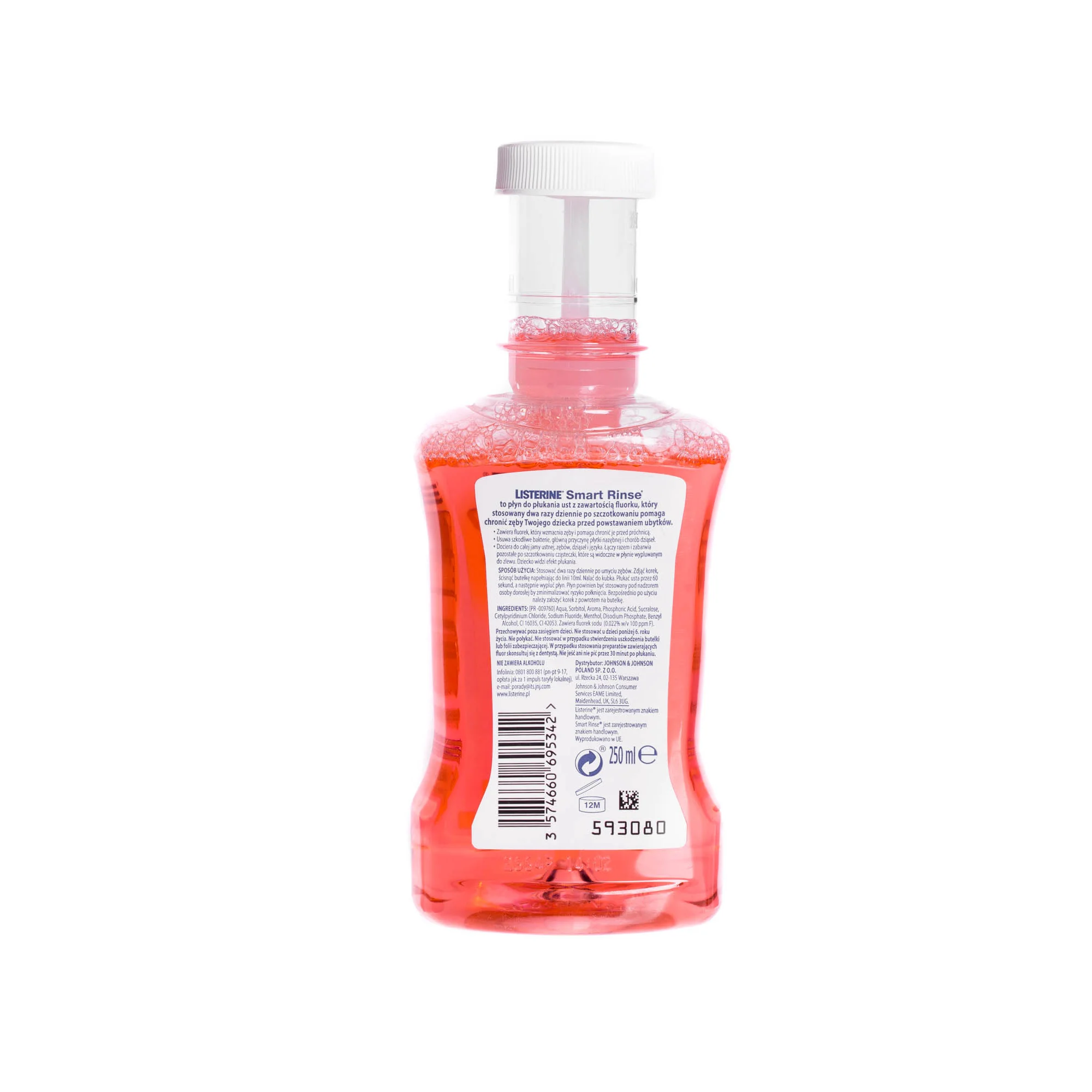 Listerine Smart Rinse - płyn do płukania ust bez alkoholu i cukru o smaku owocowym, 250 ml