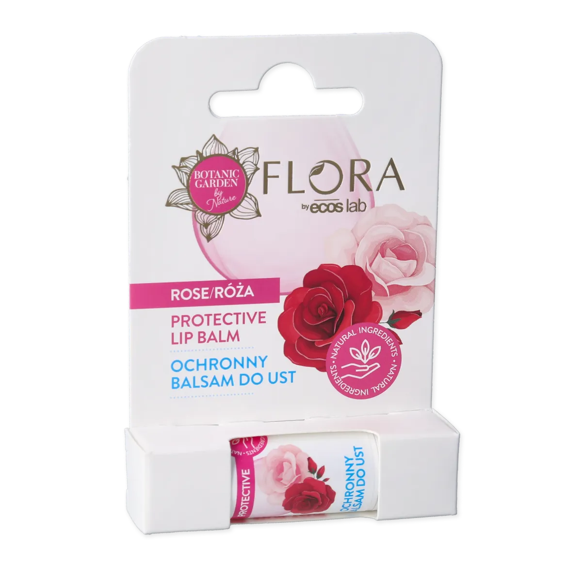 Flora ochronny balsam do ust Róża, 3,8 g