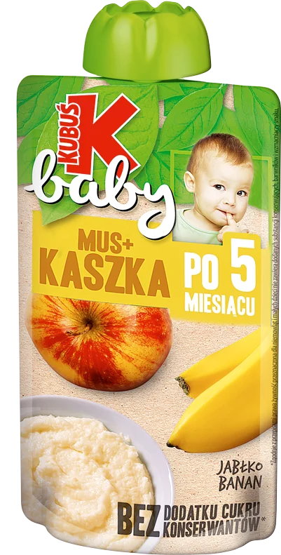 Kubuś Baby Mus+ kaszka po 5 miesiącu jabłko banan mus owocowy, 100 g