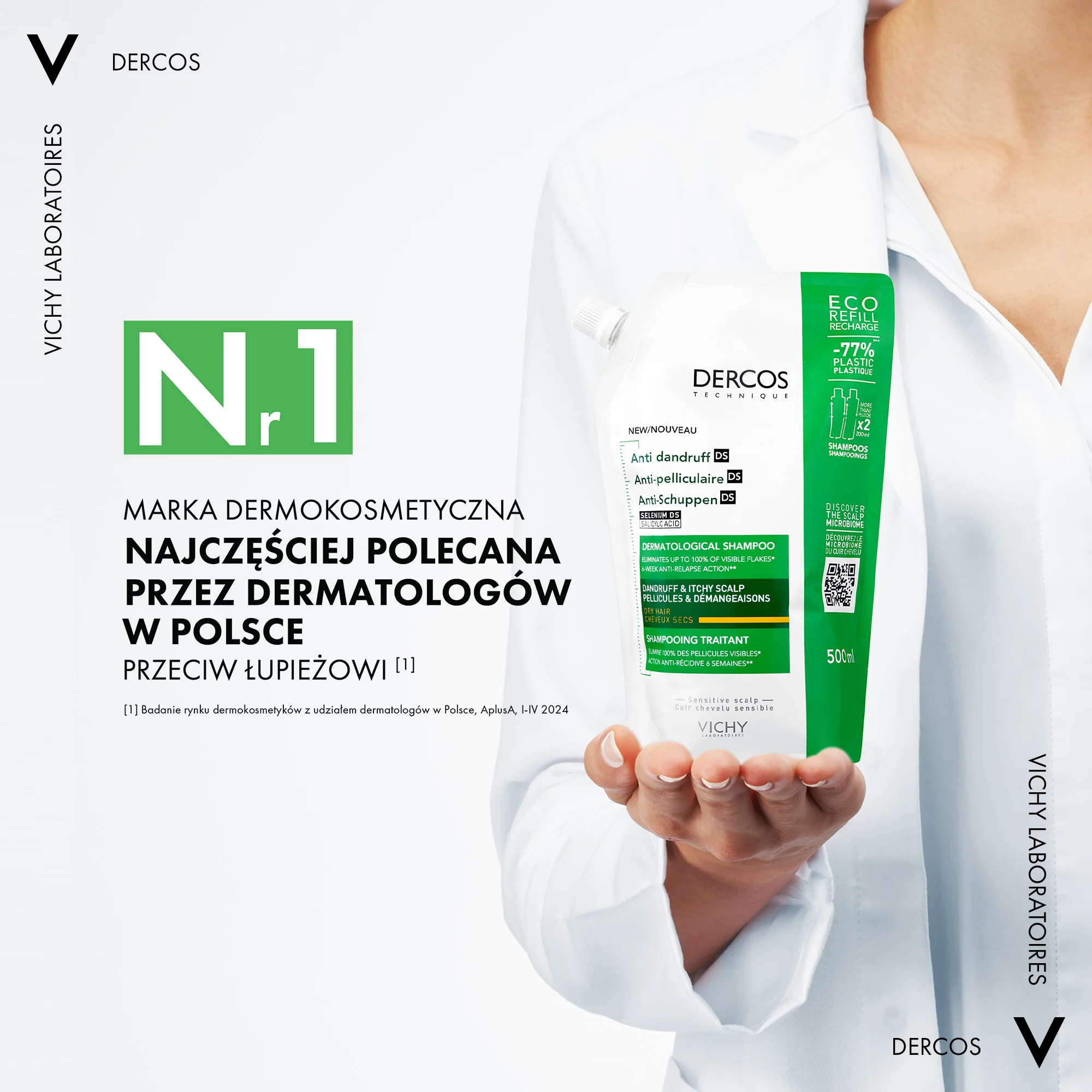 Vichy Dercos szampon przeciwłupieżowy do suchych włosów (refill), 500 ml