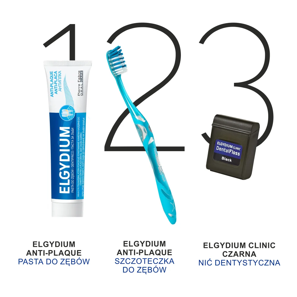 Elgydium Clinic czarna nić dentystyczna, 50 m