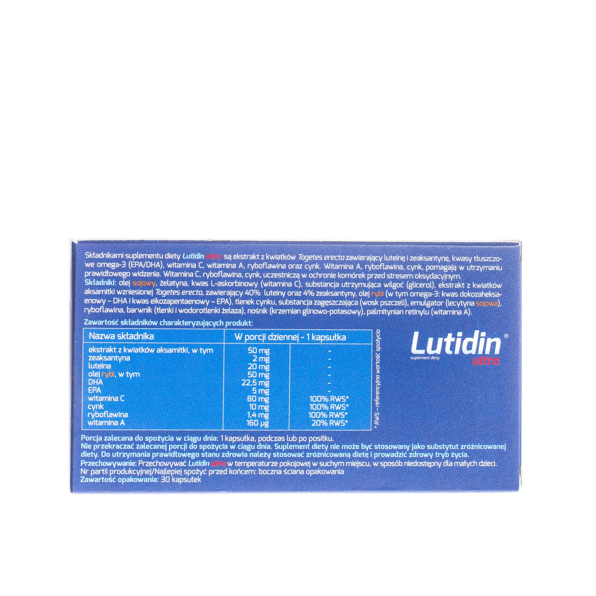 Lutidin Ultra, 30 kapsułek pomagających utrzymać prawidłowe widzenie 