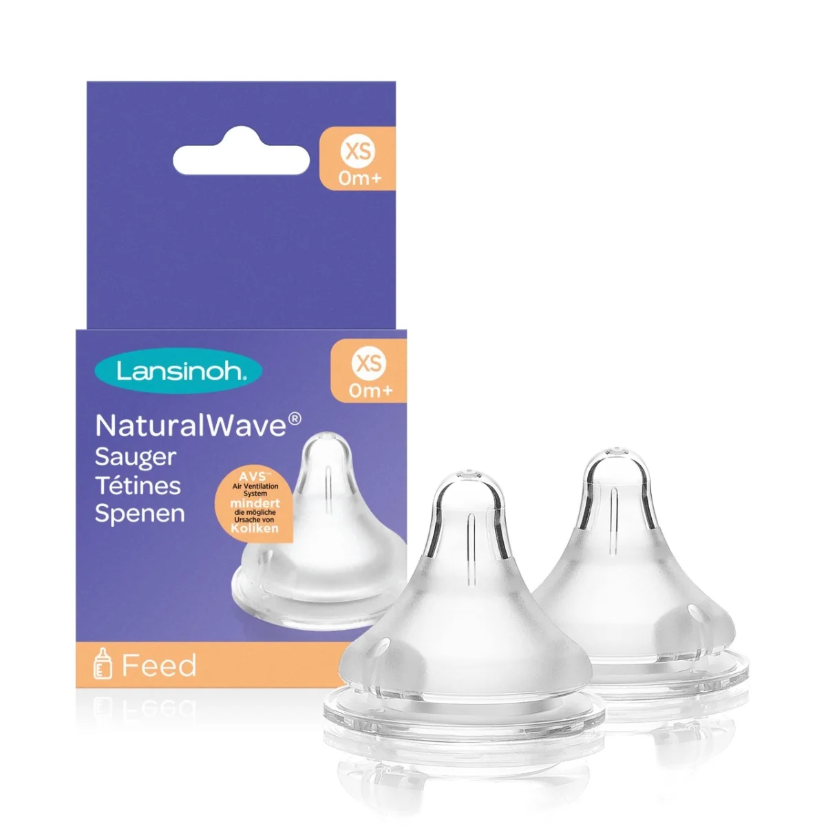 Lansinoh NaturalWave smoczek do butelki silikonowy, XS bardzo wolny przepływ, 2 sztuki