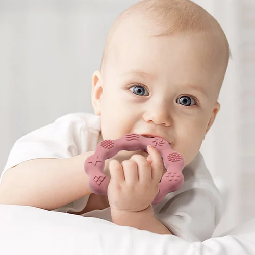 Babyono Gryzak silikonowy Ring różowy, 1 szt.
