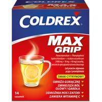 Coldrex MaxGrip, (1000 mg +10 mg + 40 mg)/ saszetkę, proszek do sporządzania roztworu doustnego, 14 sztuk