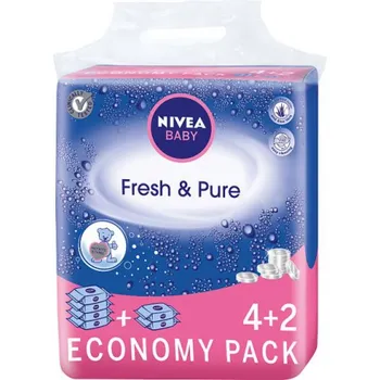 Nivea Baby Fresh Pure, chusteczki pielęgnacyjne dla dzieci, 6 x 63 sztuk 
