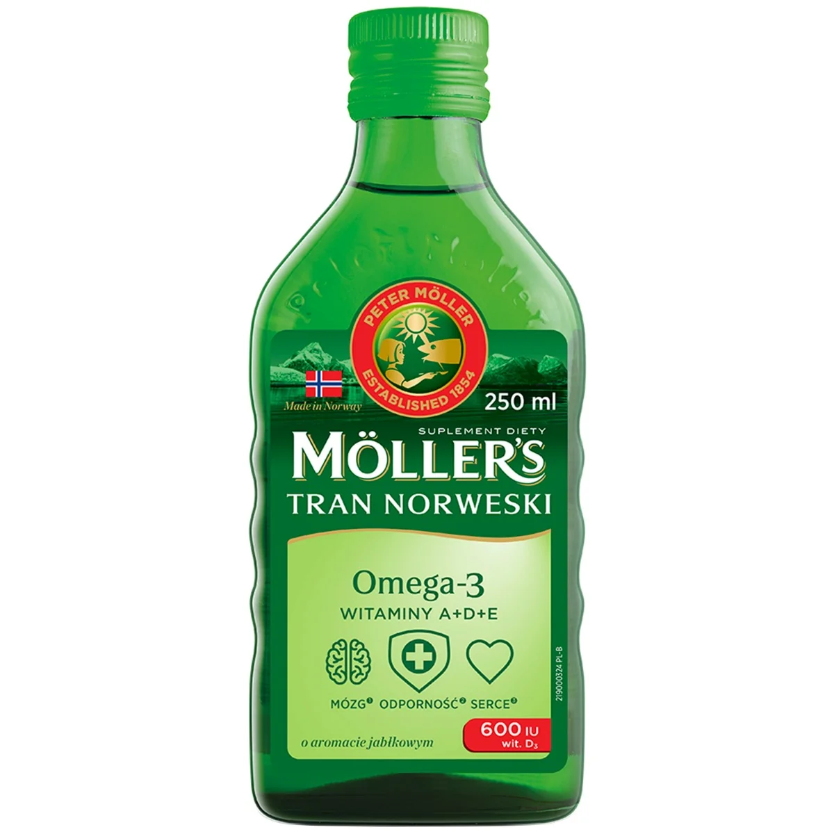 Moller's Tran Norweski płyn, aromat jabłkowy, 250 ml