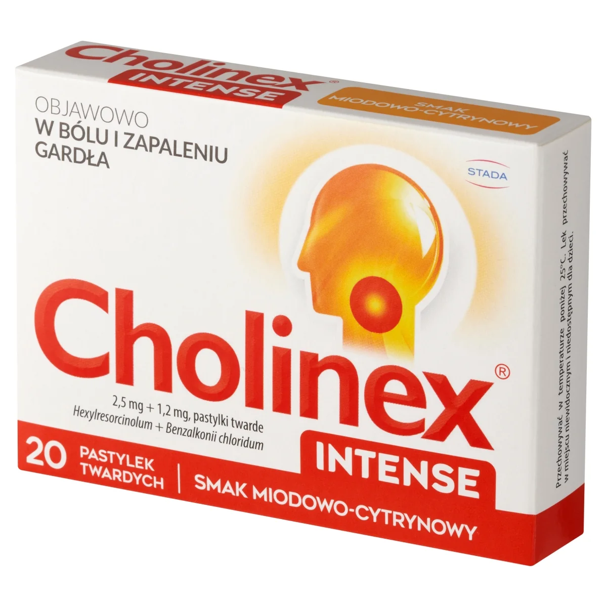 Cholinex Intense 20 pastylek twardych o smaku miodowo-cytrynowym