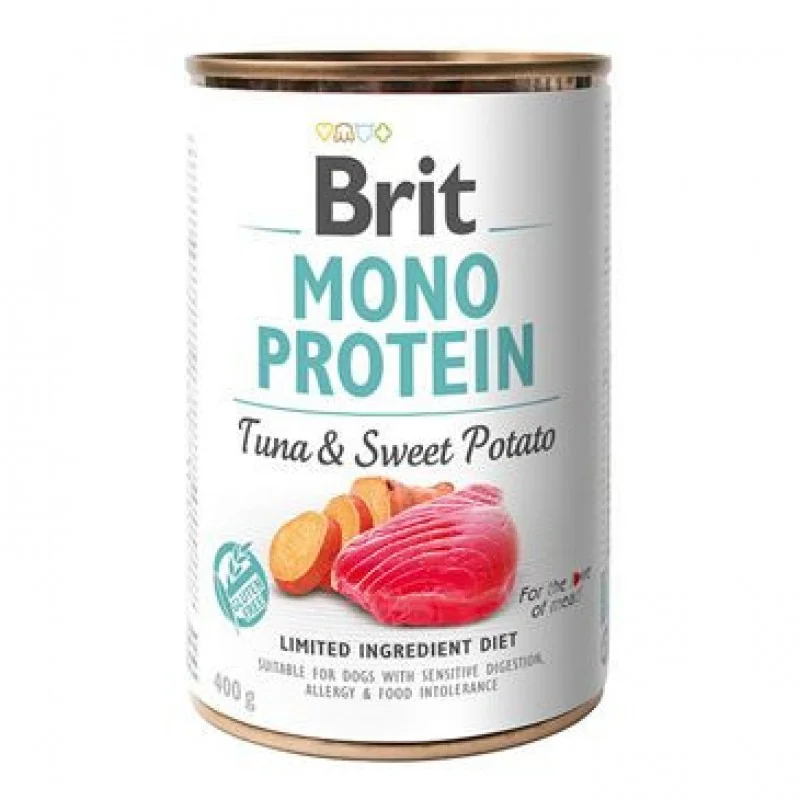 Brit Mono Protein karma z tuńczykiem i batatami w puszce dla psów, 400 g
