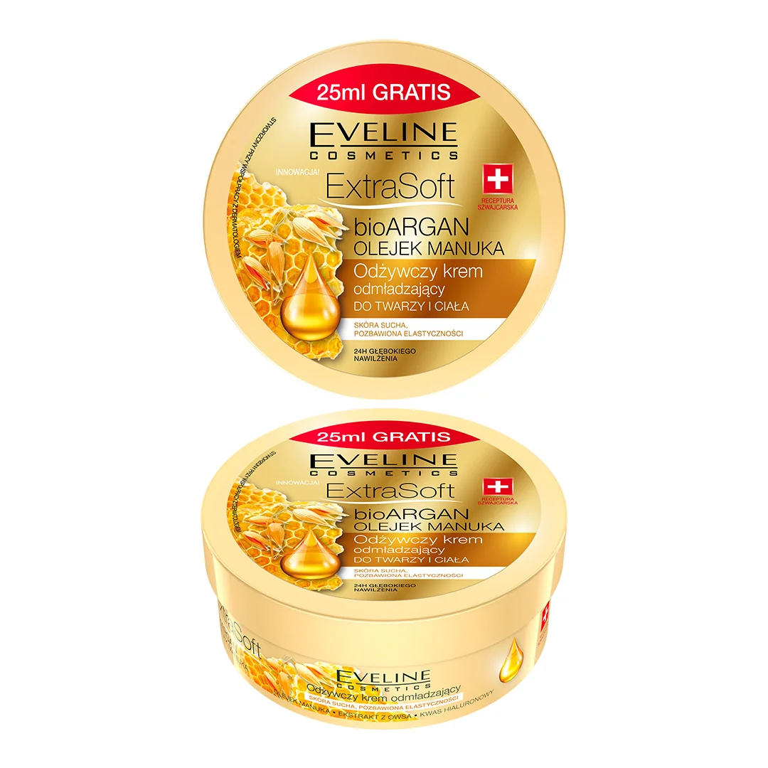 Eveline Cosmetics Extra Soft Bio Argan krem z olejkiem manuka, 200 ml