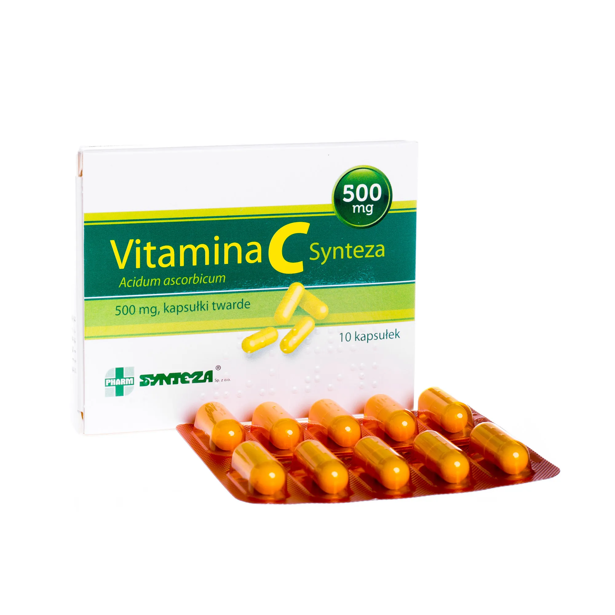 Vitamina C Synteza, Acidum Ascorbicum 500 mg, 10 kapsułki twarde