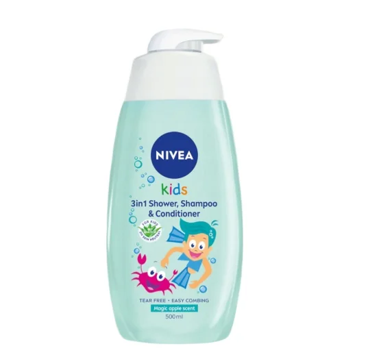 Nivea Baby Żel do mycia ciała i włosów z odżywką 3w1  zapachu jabłkowych karmelków, 500 ml