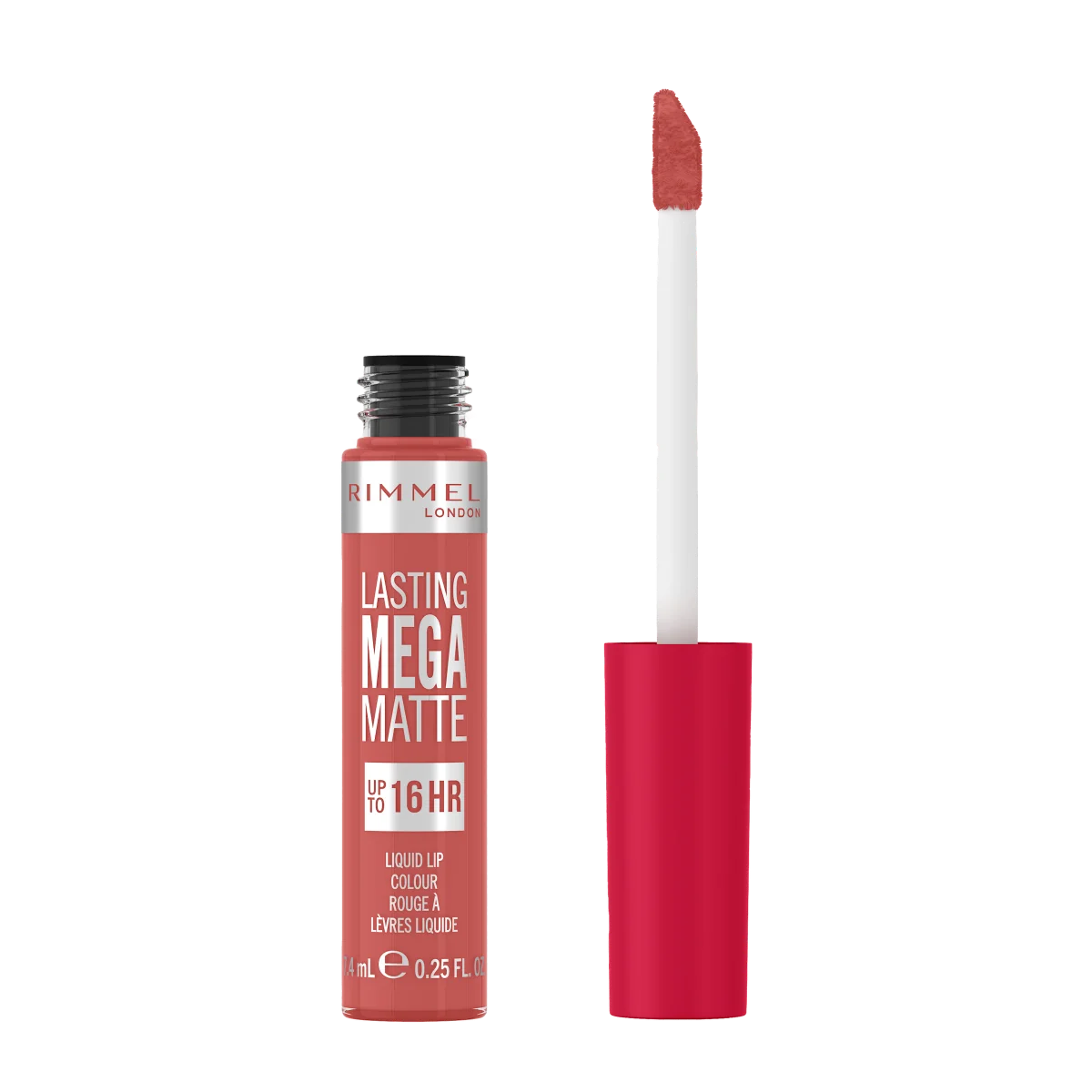 Rimmel Lasting Mega Matte płynna pomadka do ust nr 600 Coral Sass, 7,4 ml
