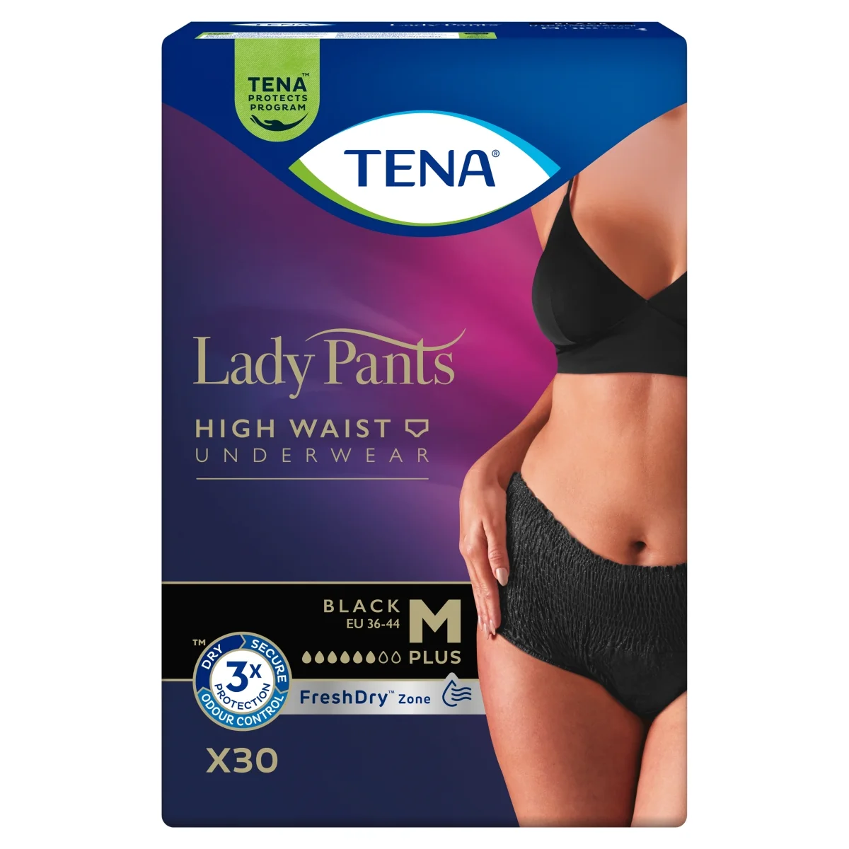 TENA Lady Pants Black bielizna chłonna Plus M, 30 sztuk