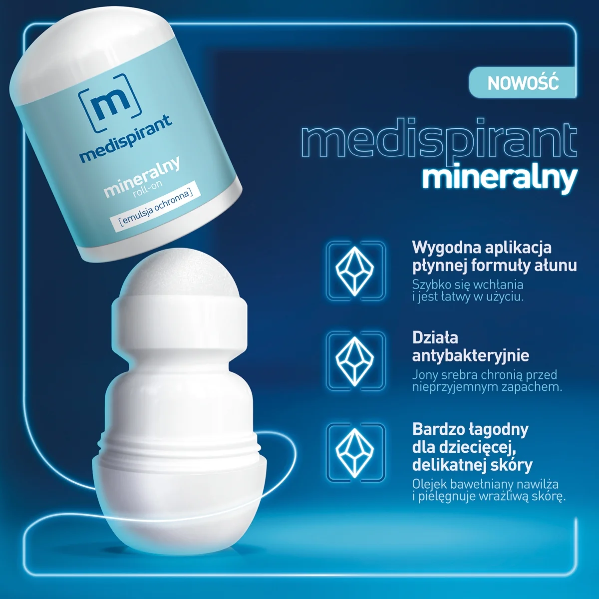 Medispirant Mineralny antyperspirant mineralny roll-on, 40 ml