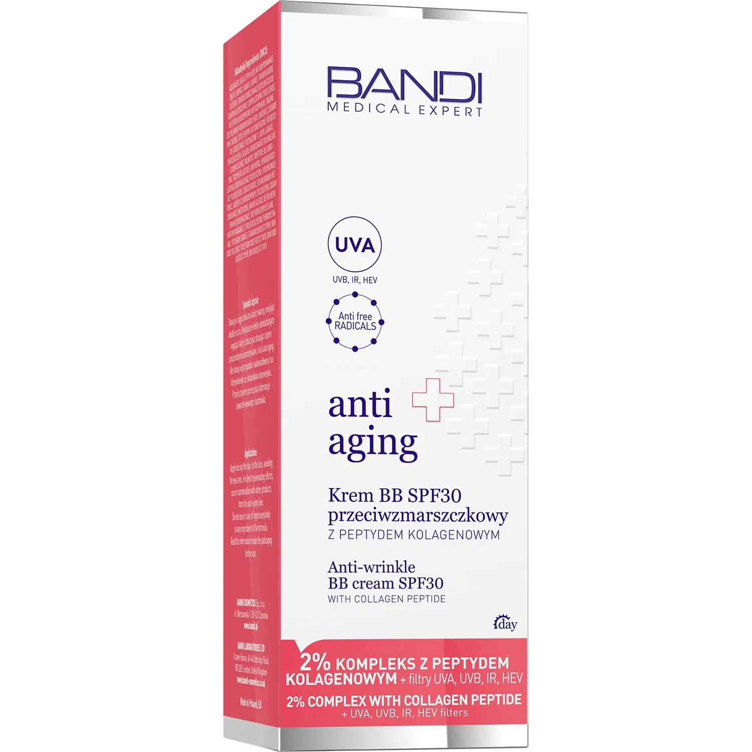 Bandi Anti Aging krem BB SPF 30 przeciwzmarszkowy z peptydem kolagenowym, 50 ml