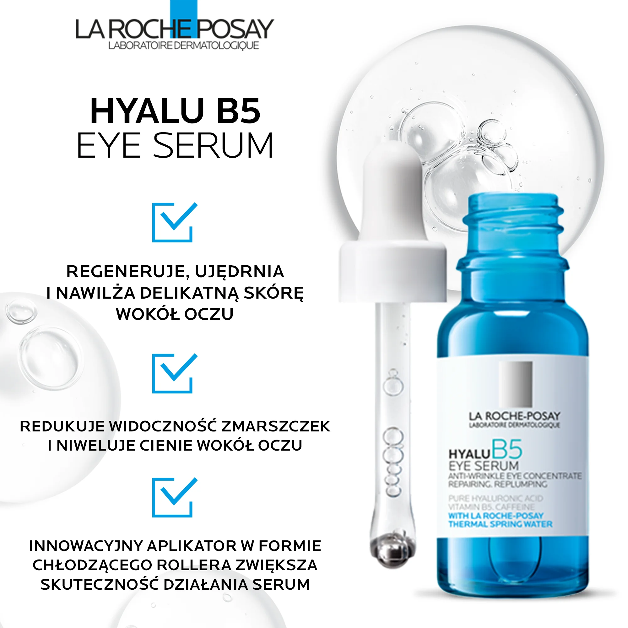 La Roche-Posay Hyalu B5 Eye Serum Przeciwzmarszczkowe serum do skóry okolic oczu, 15 ml