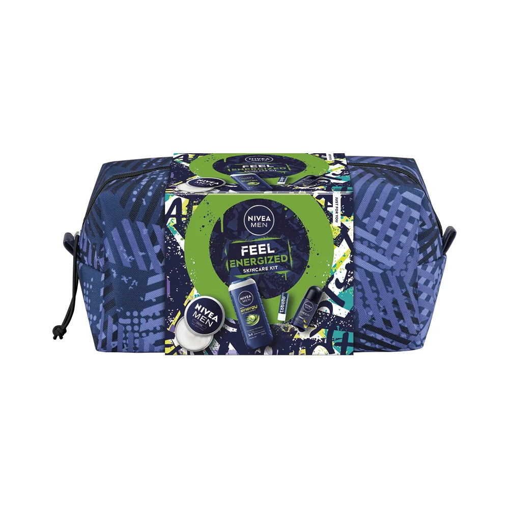 Nivea Men Feel Energized Zestaw krem, 150 ml + antyperspirant, 50 ml + żel pod prysznic 3w1, 250 ml + balsam do ust, 4,8 g