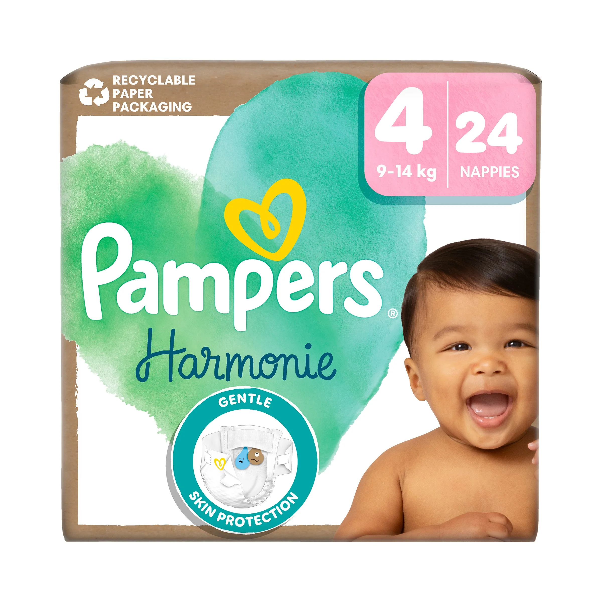 Pampers Harmonie new baby pieluszki rozmiar 4 9-14kg, 24 sztuki