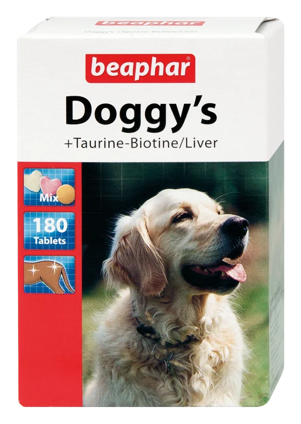 Beaphar Doggy’s + Taurine-Biotine/Liver Mix tabletki witaminowe mix rodzajów, 180 szt.