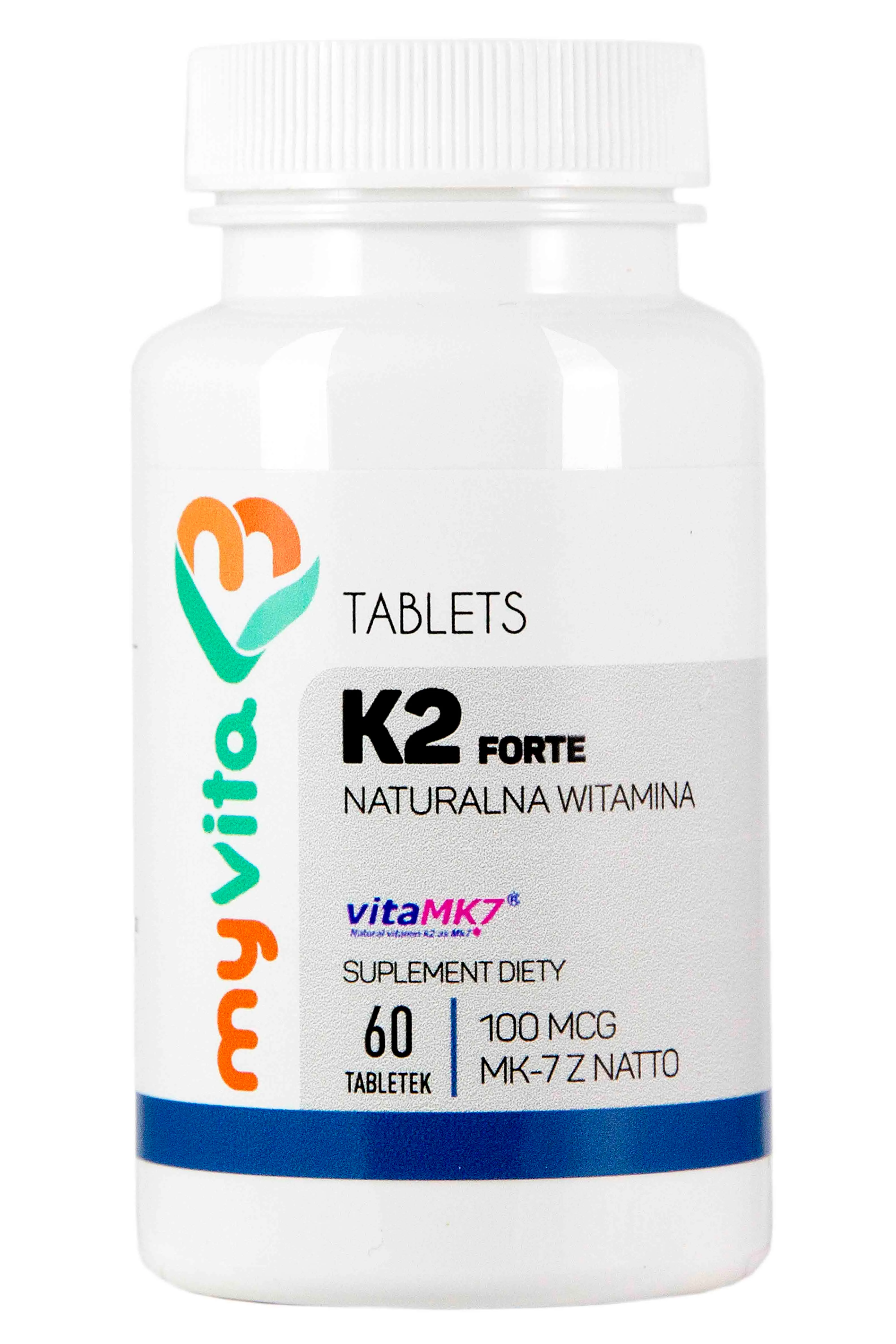 MyVita, Witamina K2 MK-7 z natto 100mcg, suplement diety, 60 tabletek