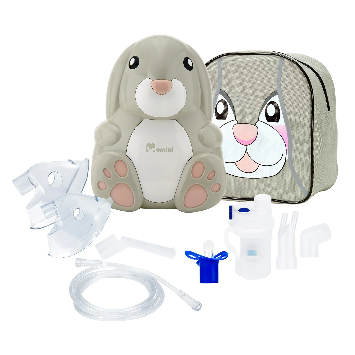 Momini NebuBunny nebulizator kompresorowo-tłokowy, 9 elementów
