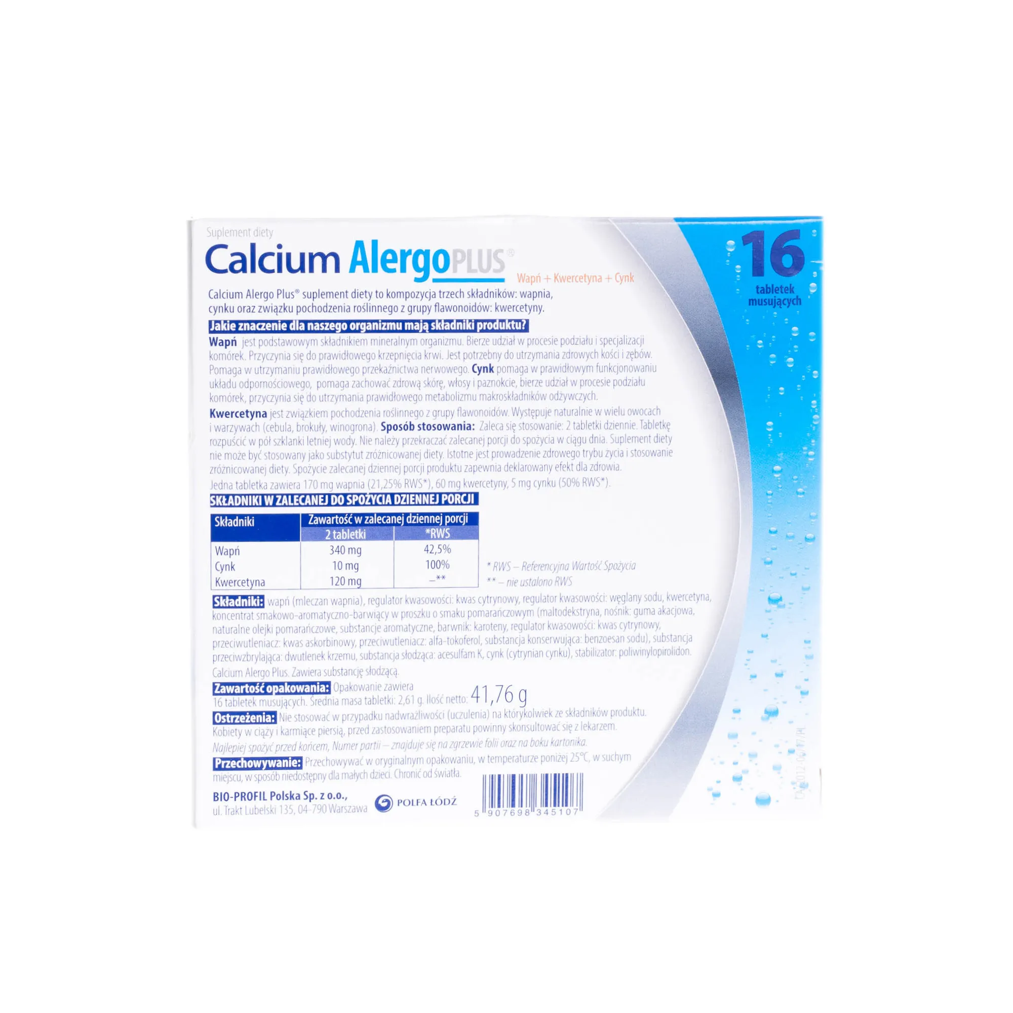 Calcium Alergo Plus - suplement diety, 16 tabletek musujących 