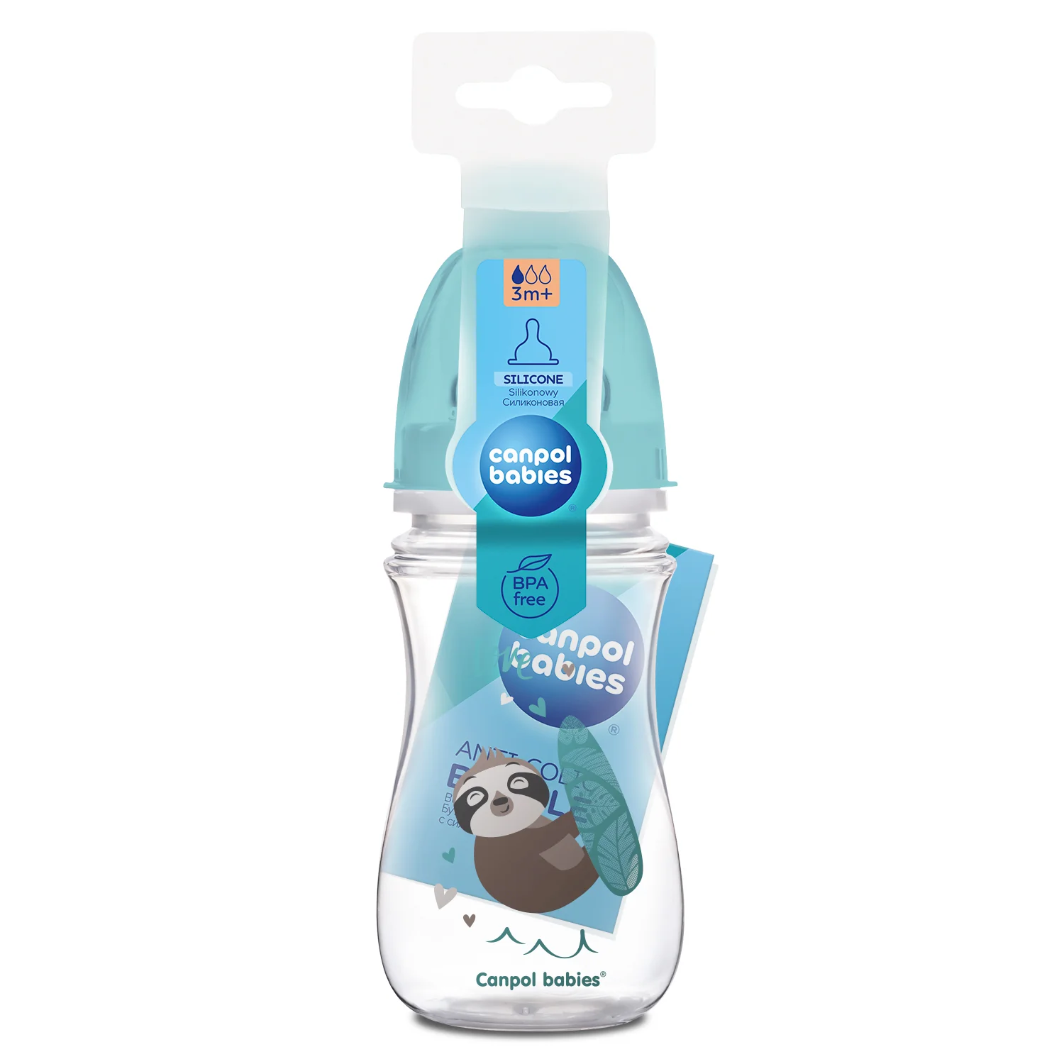 Canpol Babies butelka szerokootworowa, antykolkowa, 3-6 miesiąca 35/221_blu, 240 ml