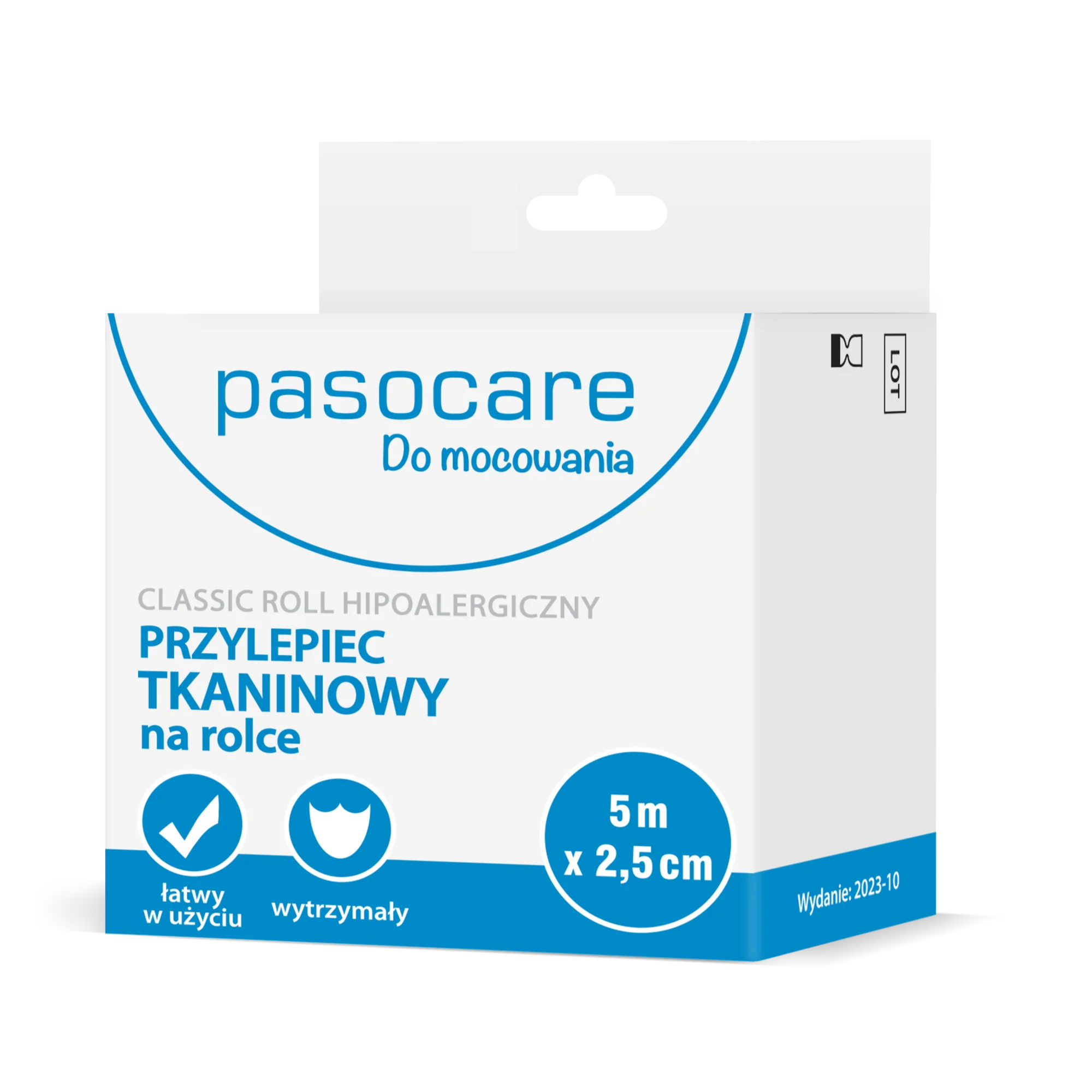 Pasocare Do mocowania Classic Plus hipoalergiczny przylepiec tkaninowy na rolce 5 m x 2,5 cm, 1 sztuka