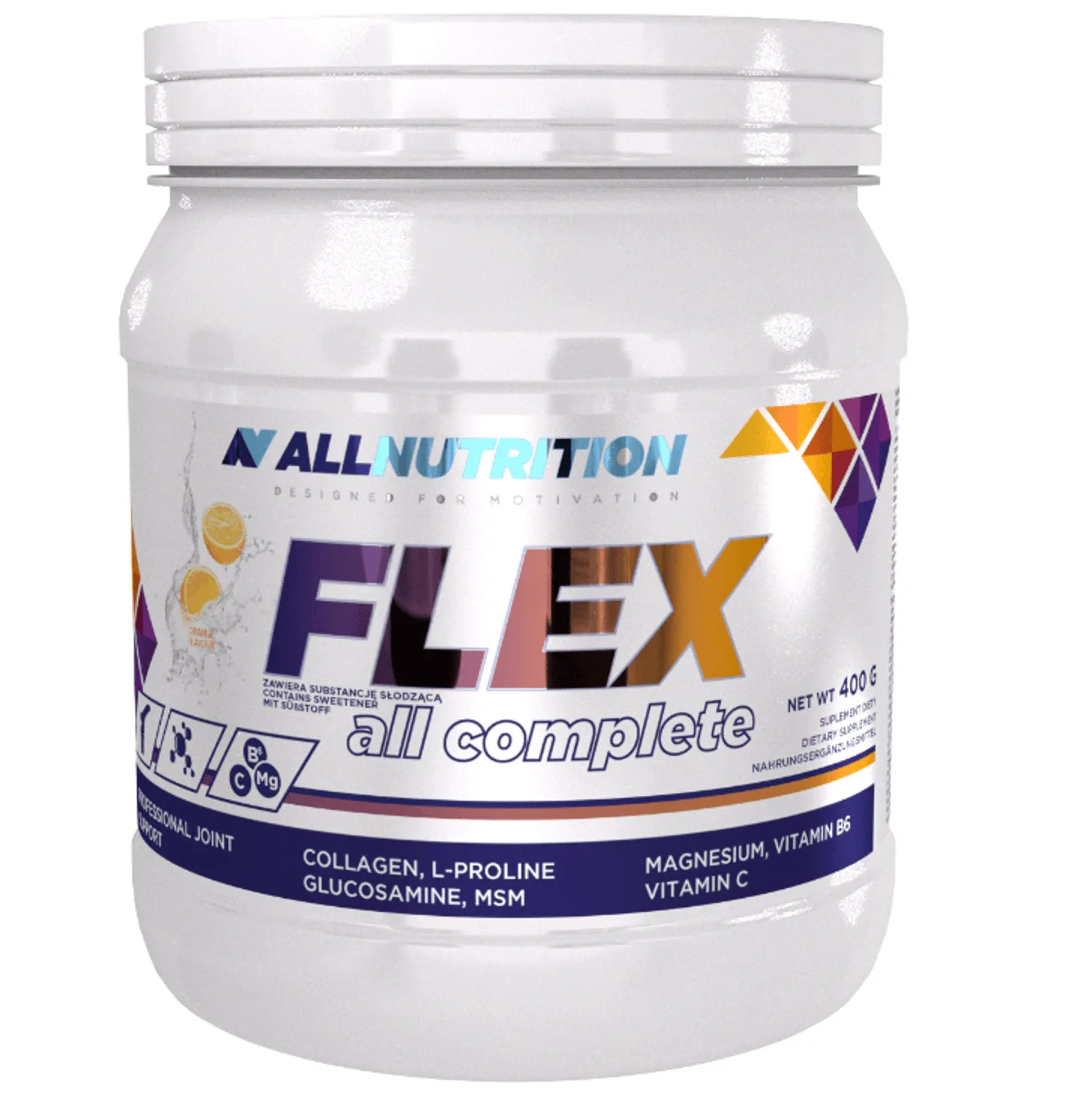 Allnutrition Flex All Complete Orange, suplement diety, smak pomarańczowy, proszek 400 g