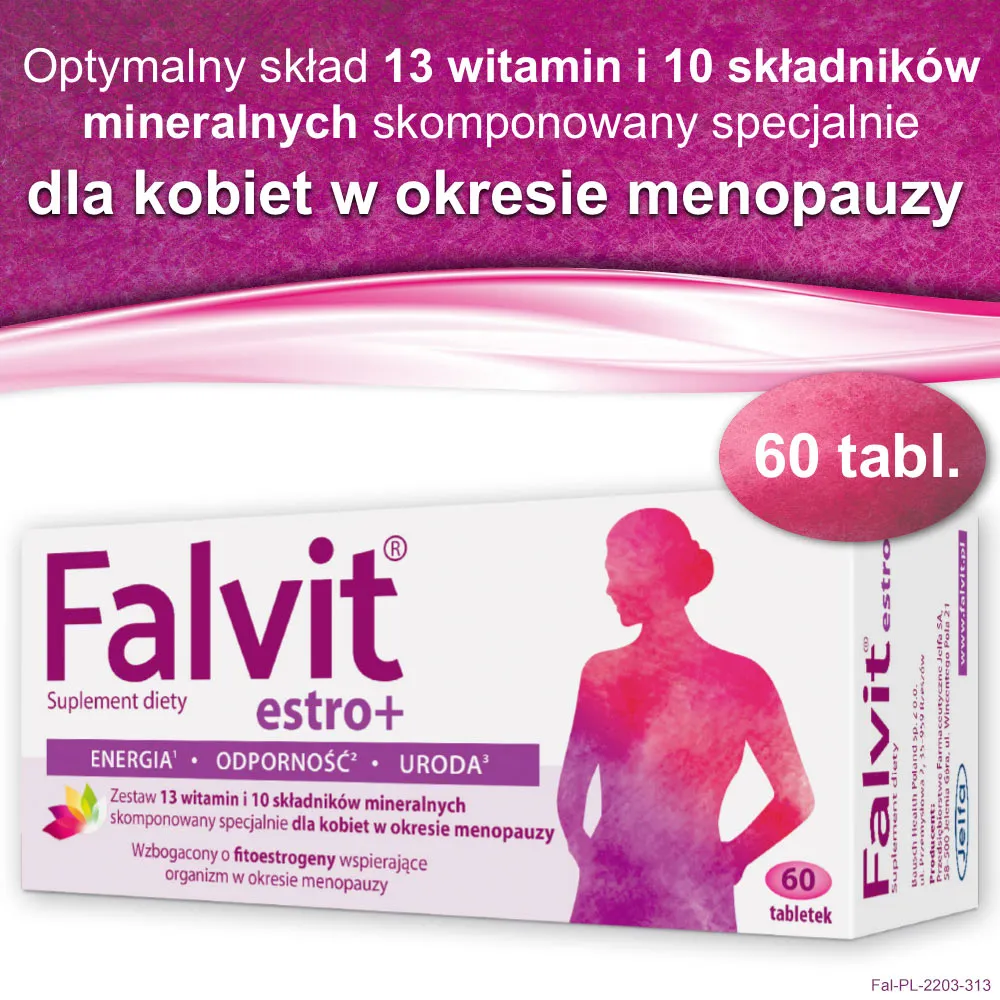 Falvit estro+ suplement diety, 60 tabletek 