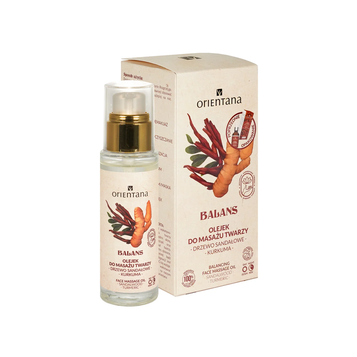 Orientana BALANS Drzewo sandałowe Kurkuma olejek do masażu twarzy, 30 ml