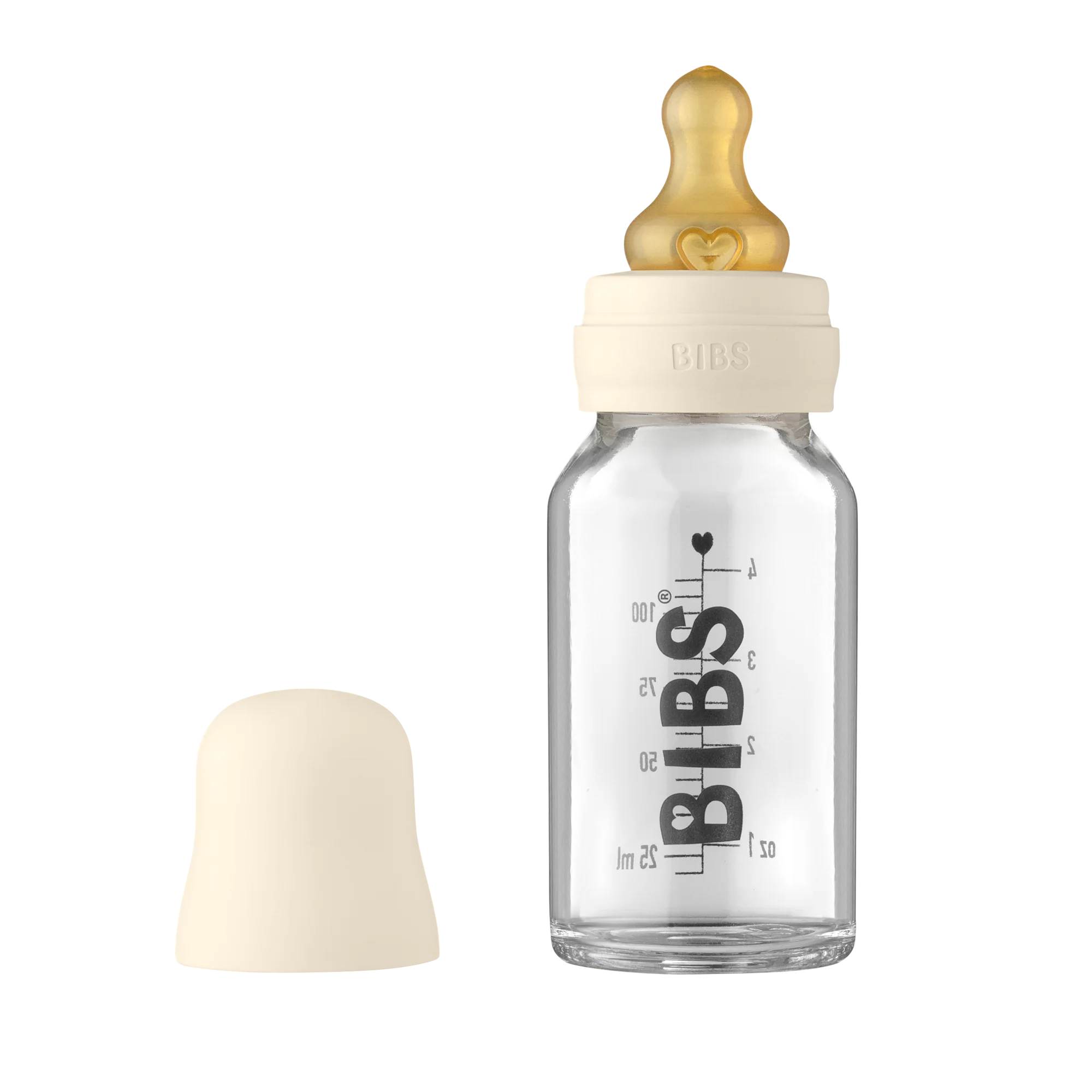 Bibs Ivory zestaw szklana butelka, 110 ml + smoczek