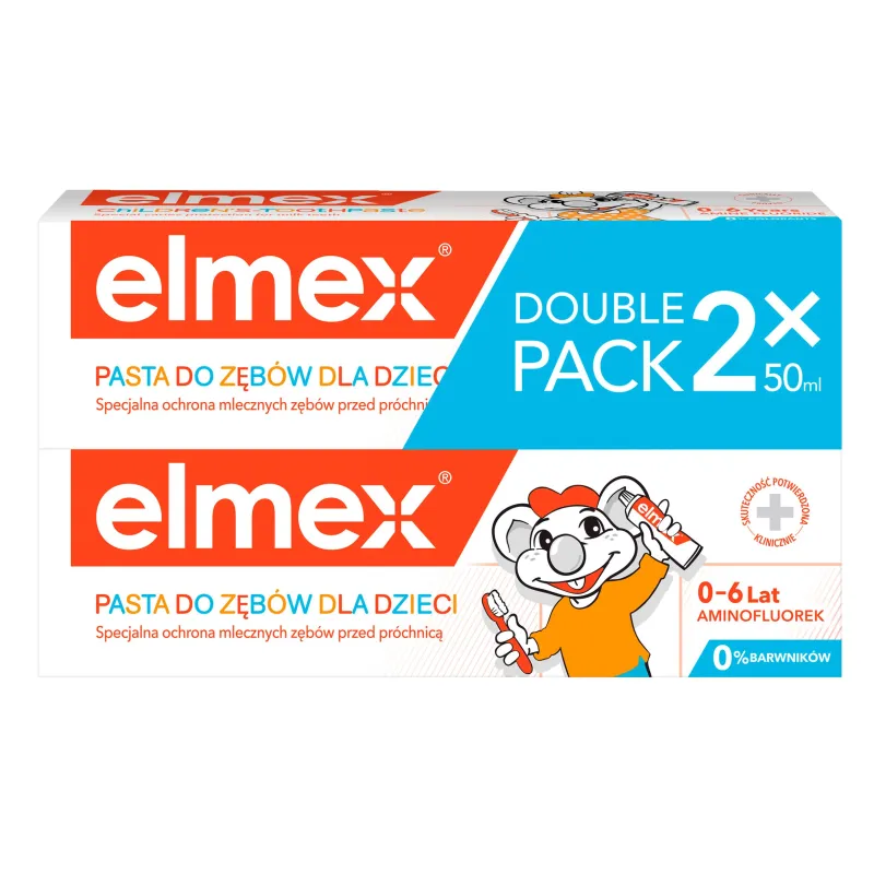 elmex pasta do zębów dla dzieci 0-6 lat, double pack, 2 x 50 ml 