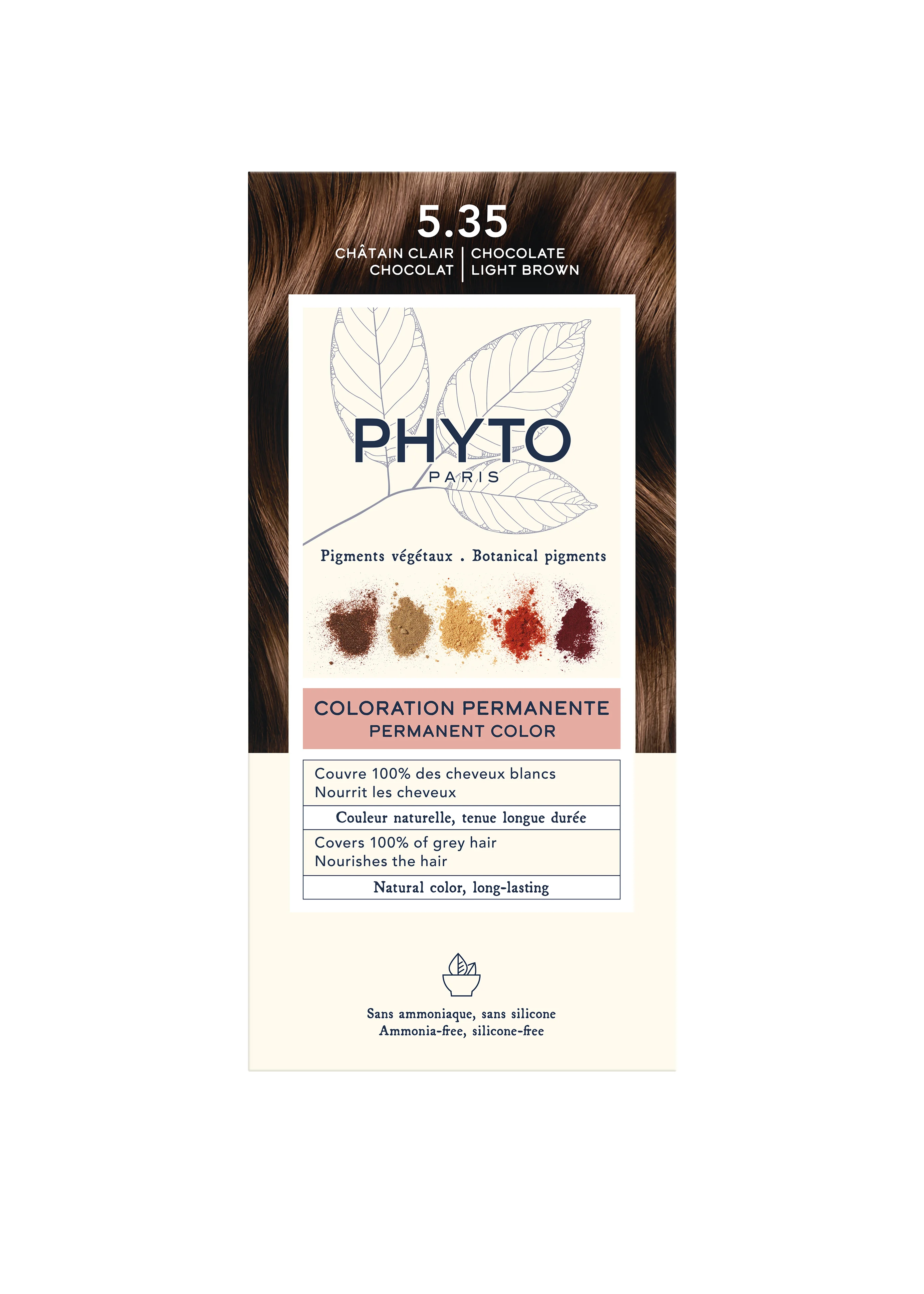 Phyto Color farba do włosów, N5.35 złoty machoń, 1 opakowanie