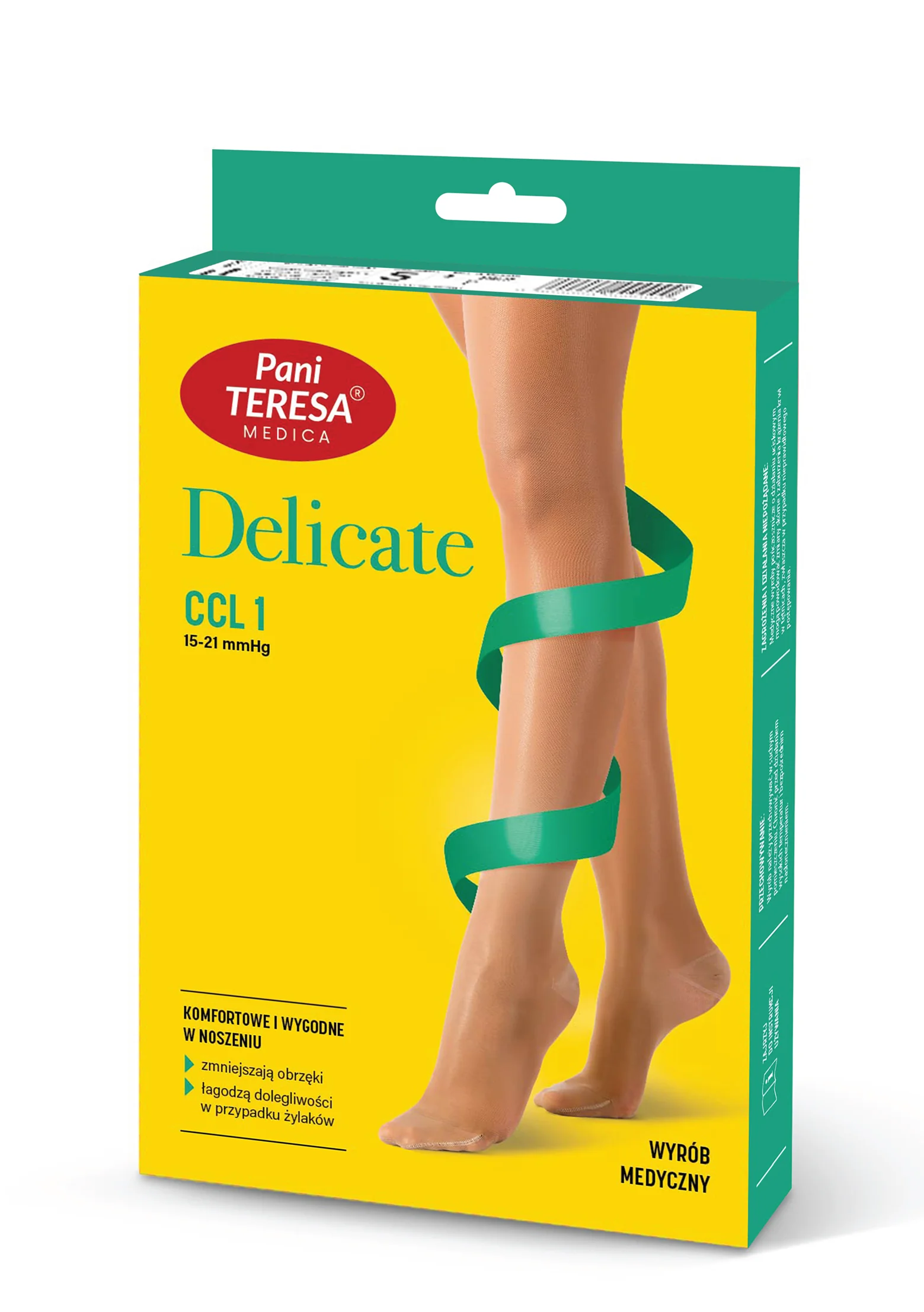 Pani Teresa podkolanówki uciskowe CCL1 Delicate długie czarne, rozmiar M, 1 para